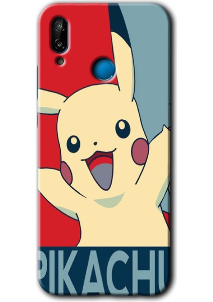 Huawei P20 Lite Kılıf Hd Desen Baskılı Arka Kapak - Pikaçhu