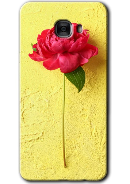 Samsung Galaxy C7 Kılıf Hd Desen Baskılı Arka Kapak - Kırmızı Gül