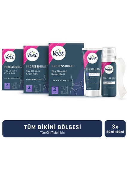 Bikini Bölgesi Tüy Dökücü Krem Seti 50 ml + 50 ml x 3