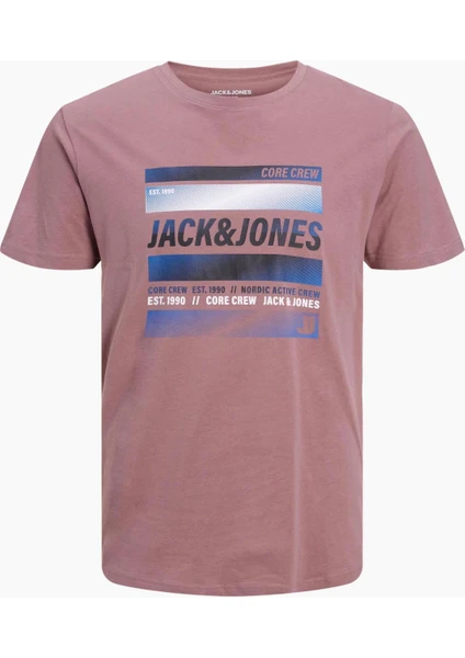 Jack & Jones Jcoarc Tee Ss Crew  Neck Pembe Erkek T-Shirt 12228434-Twili