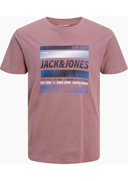 Jack & Jones Jcoarc Tee Ss Crew Neck Pembe Erkek T-Shirt 12228434-Twili