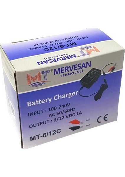 Mervesan MT-6/12C 6V-12V 1A Akü Şarj Cihazı