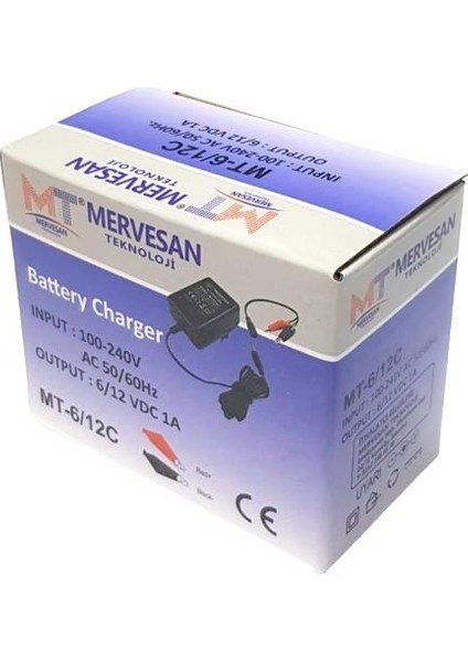 Mervesan MT-6/12C 6V-12V 1A Akü Şarj Cihazı