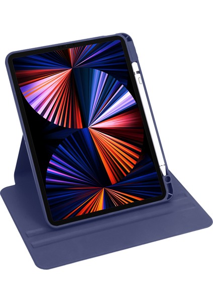 Apple iPad 10.9 2022 (10.Nesil) Kılıf Termik Kalem Bölmeli Dönebilen Standlı Pu Deri Arkası Yumuşak Silikon 360 Tam Koruma Koyu Yeşil