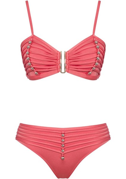 Boncuklu Straplez Bikini Takım