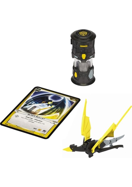 Monsuno, Lisanslı Fusion Black Bullet Figür, Fırlatma Kapsülü ve Oyun Kartı modelleri