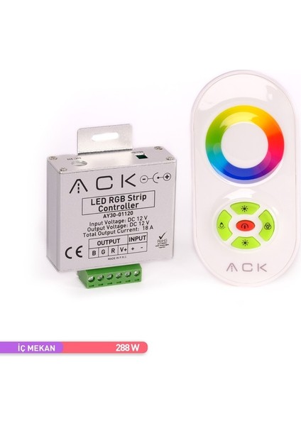 Rgb Kontrol Cihazı Dokunmatik Kumandalı Rf Kontrol 288W 12V 18A