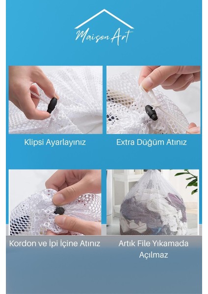 Bbag | 3 Adet Çamaşır Yıkama Filesi Ipli 60X80 cm | Çorap Perde Filesi