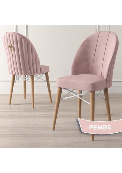 Concept Roz Serisi 80X132 Mdf Beyaz Mutfak Masa Takımı Doğal Ahşap Ayak Beyaz Kafes 6 Sandalye Gold Halka fırsatları