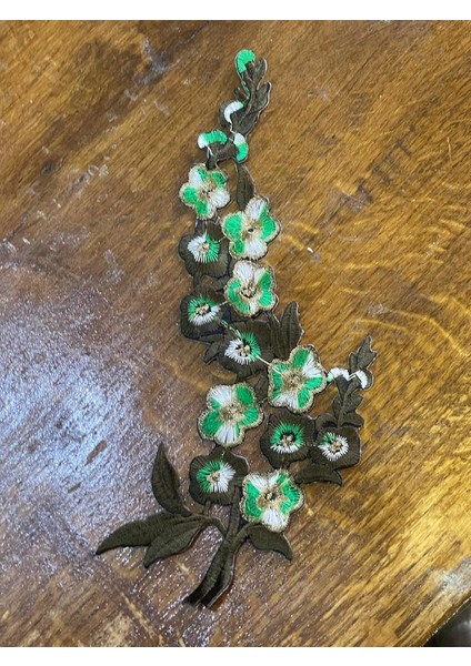 27X10 cm Ütü Ile Yapışan Yeşil Çiçekli Aplike Arma Yama Dikiş Aksesuarı
