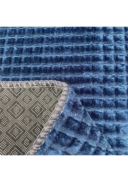 Yıkanabilir Kaymaz Taban Elit Post Peluş Lacivert Kesme Yolluk Halı 150 x 475 cm modelleri