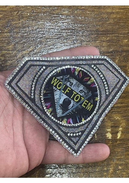 9x9 cm Ütü Ile Yapışan 3 Boyutlu Taşlı Arma Yama Kaplan Aplike