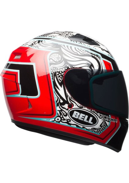 Ps Qualifier Tagger Splice Wht-Blk-Red Full Face Motosiklet Kaski