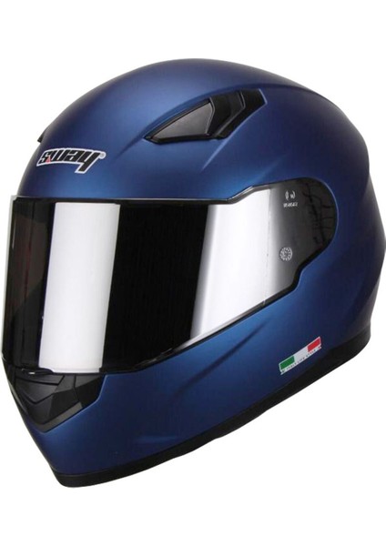 816 Mat Metalic Blue Full Face Motosiklet Kaski