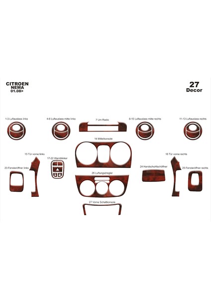 Meriç® Fiat Fiorino Ön Torpido Kaplama Maun 27 Parça 2008-› fiyatları
