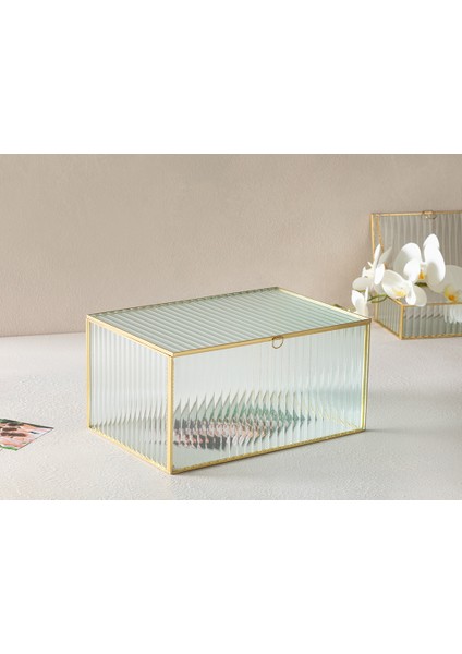 Deluxe Cam Dekoratıf Kutu 25X25X10 cm Gold