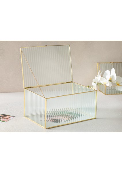 Deluxe Cam Dekoratıf Kutu 25X25X10 cm Gold