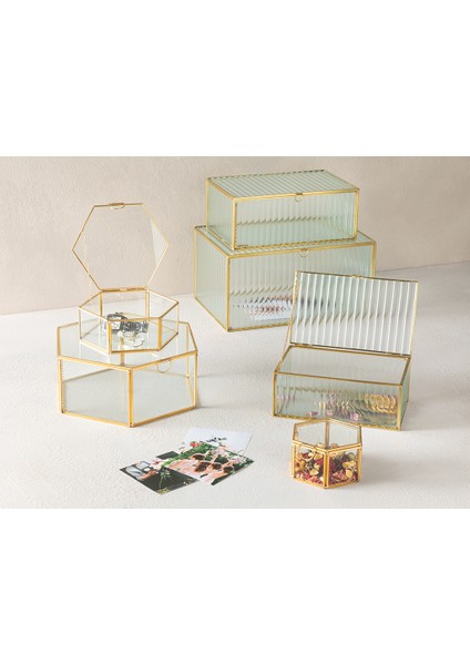 Deluxe Cam Dekoratıf Kutu 25X25X10 cm Gold