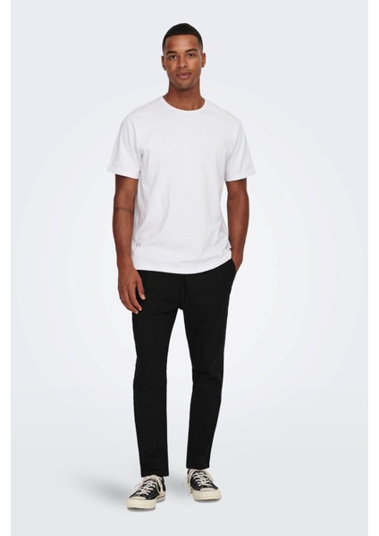 Erkek Onslinus Beli Lastikli Keten Pantolon 22024966 Siyah