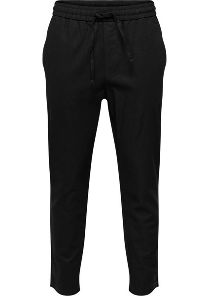 Erkek Onslinus Beli Lastikli Keten Pantolon 22024966 Siyah indirimleri