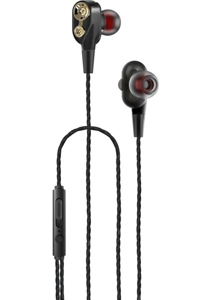 Hot Beats 3D Hifi 4 Hoparlörlü Camon 19 Neo 2 3.5mm Jack Girişli Kablolu Mikrofonlu Kulaklık Siyah