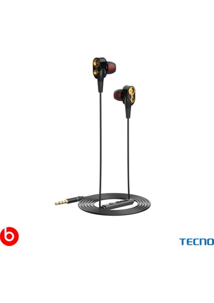 Hot Beats 3D Hifi 4 Hoparlörlü Camon 19 Neo 2 3.5mm Jack Girişli Kablolu Mikrofonlu Kulaklık Siyah modelleri