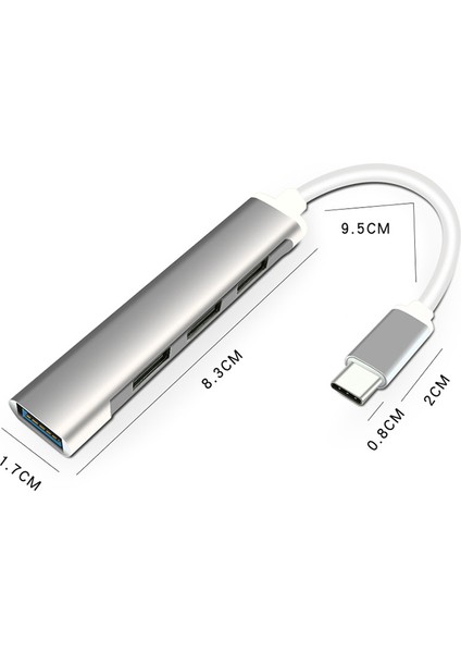 S-803 4'lü Type-C To 4 Usb3.0 Hub Çoğaltıcı Çevirici Dönüştürücü Adaptör