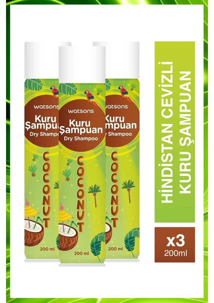 Hindistan Ceviz Aromalı Kuru Şampuan 200 ml 3 Adet