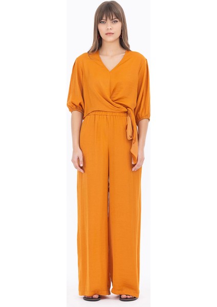Kadın Geniş Kesim Elastik Bel Tam Boy Pantolon 1011 Turuncu fiyatları