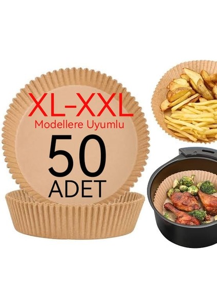 Xl ve Xxl Airfryer Için Pişirme Kağıdı 50 Adet Tüm Modellere Uyumludur