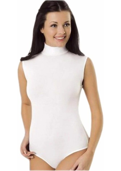 3 Adet, Kadın Balıkçı Yaka Sıfır Kol Çıtçıtlı Body %92 Pamuk %8 Elastan Beyaz