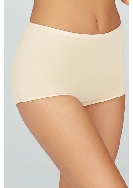 10 Adet, Pamuklu Kısa Kadın Boxer %92 Pamuk, %8 Elastan Ten
