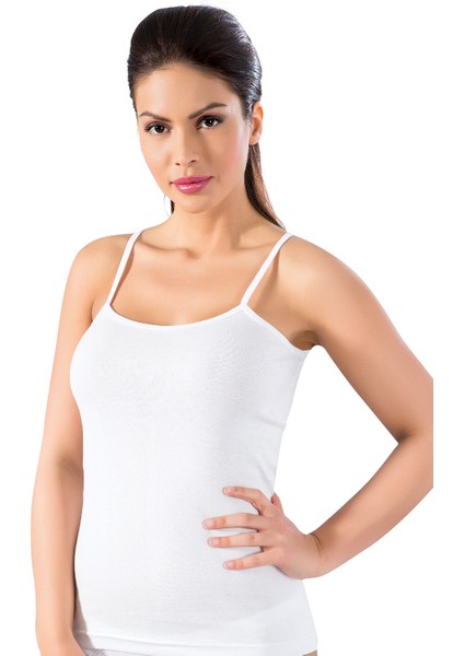 2'li Ekonomik Paket %100 Pamuklu Ribana Ince Askılı Bayan Atlet