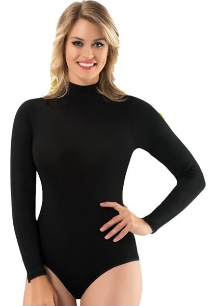 3 Adet, Kadın Balıkçı Yaka Uzun Kollu Çıtçıtlı Body %92 Pamuk%8 Llikra Siyah modelleri