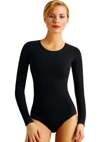 5 Adet, Kadın Bisiklet Yaka Uzun Kollu Çıtçıtlı Body %92 Pamuk, %8 Elastan Siyah fiyatları