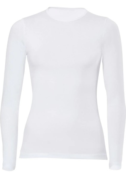 3 Adet, Bisiklet Yaka Uzun Kollu Fit Kalıp Body %92 Pamuk, %8 Elastan Beyaz fiyatları