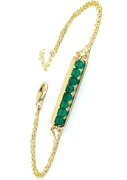 Yeşim Taşlı 925AYAR Gümüş Üzerine Altın Kaplama Doğal Taş Bileklik fiyatları