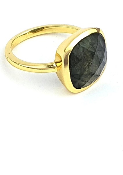 Labradorite Taşlı 925AYAR Gümüş Üzerine Altın Kaplama Doğal Taş Yüzük modelleri