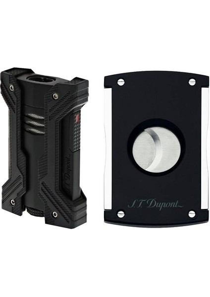 St.dupont Defi Çakmak 2 Alev ve Kesici Seti Siyah