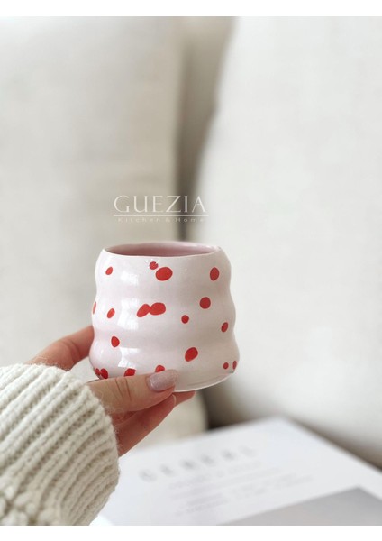 Seramik Pembe Kırmızı Kupa | El Yapımı Seramik Pembe Kırmızı Kupa | 230 ml | 1 Adet