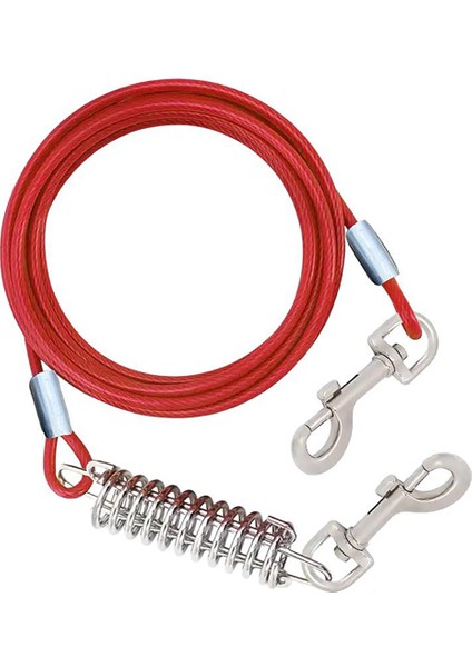 mm 6 Metre Yaylı Köpek Bahçe Bağlama Halatı Kırmızı Renk