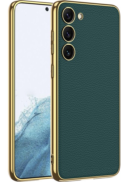 Samsung Galaxy S23 Plus Kılıf Renkli Kenarlı Deri Desenli Laser Fizyon Silikon