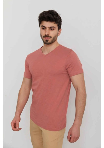 4601 Erkek Orta V Flamlı T-Shırt fiyatları