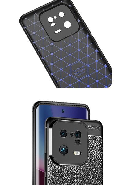 Xiaomi Mi 13 Pro Kılıf Deri Dokulu Kamera Korumalı Silikon