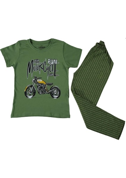 371803 Motorcycle Kısa Kol Pijama 1/3y - Yeşil - 0-1 Yaş