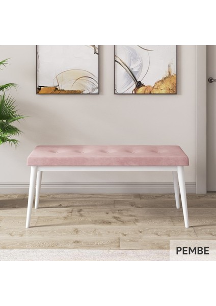 Concept Roz Serisi 80X132 Mdf Açılabilir Beyaz Mutfak Masası 4 Sandalye 1 Bench Gold Halkalı modelleri