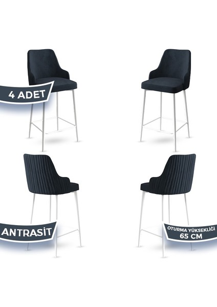 Concept Tera Serisi, 65 cm Mutfak Bar Sandalyesi, Babyface Kumaş, Beyaz Metal Ayak 4 Adet Sandalye fiyatları