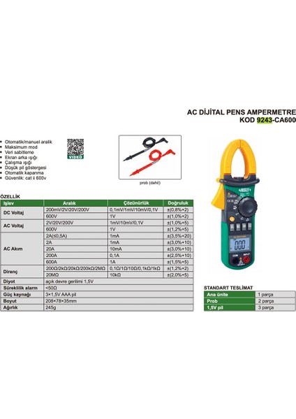 9243-CA600 Dijital Pens Ampermetre fiyatları