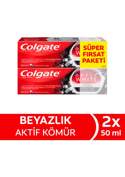 Optic White Charcoal Diş Macunu 50 ml - 2'li Fırsat Paketi modelleri