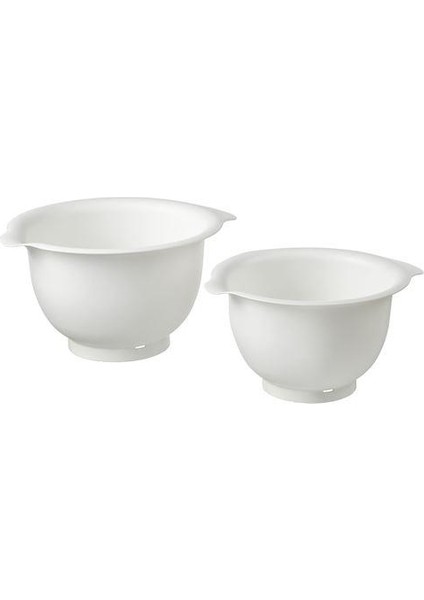 2 Parça Karıştırma Kabı Beyaz Ren 22-26 cm Kaydırmaz Alt Taban Çırpma Kabı